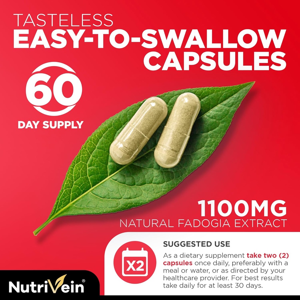 Nutrivein Premium Fadogia Agrestis and Tongkat Ali Supplement with Turkesterone - 1100 mg - 120 Caps - Synergistic Blend for Performance, Strength, & Recovery for Men & Women of All Ages 6