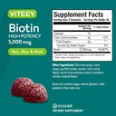Viteey Biotin Gummies for Hair Skin and Nails - Biotin for Hair Growth Gummies - 5000 mcg - Vegan, Gluten-Free, Non-GMO – 60 Count 5