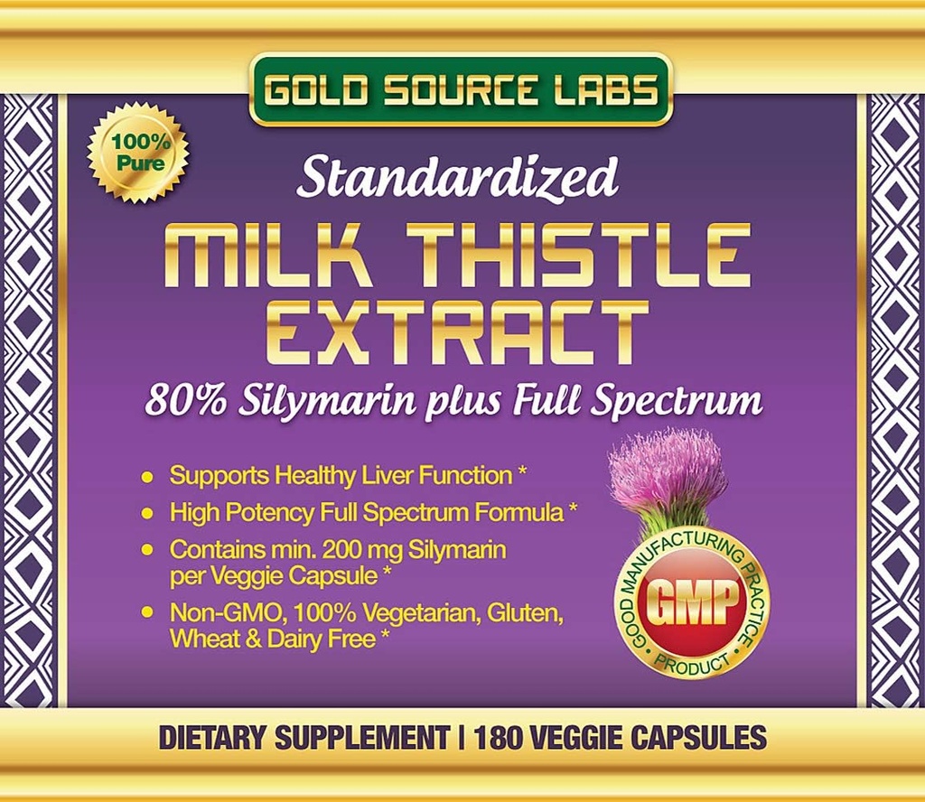 Organic Milk Thistle Capsules, 180 Caps, Pure Milk Thistle Powder Plus 80% Silymarin Extract Standardized Complex, 450 mg, Natural Liver Health Supplement, Immune Boost, Detox and Cleanse 6