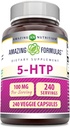 Amazing Formulas 5-HTP (Hydroxytryptophan) Supplement | 100 Mg Per Serving | Veggie Capsules | Non-GMO | Gluten Free | Made in USA (1 Pack, 240 Count) 2