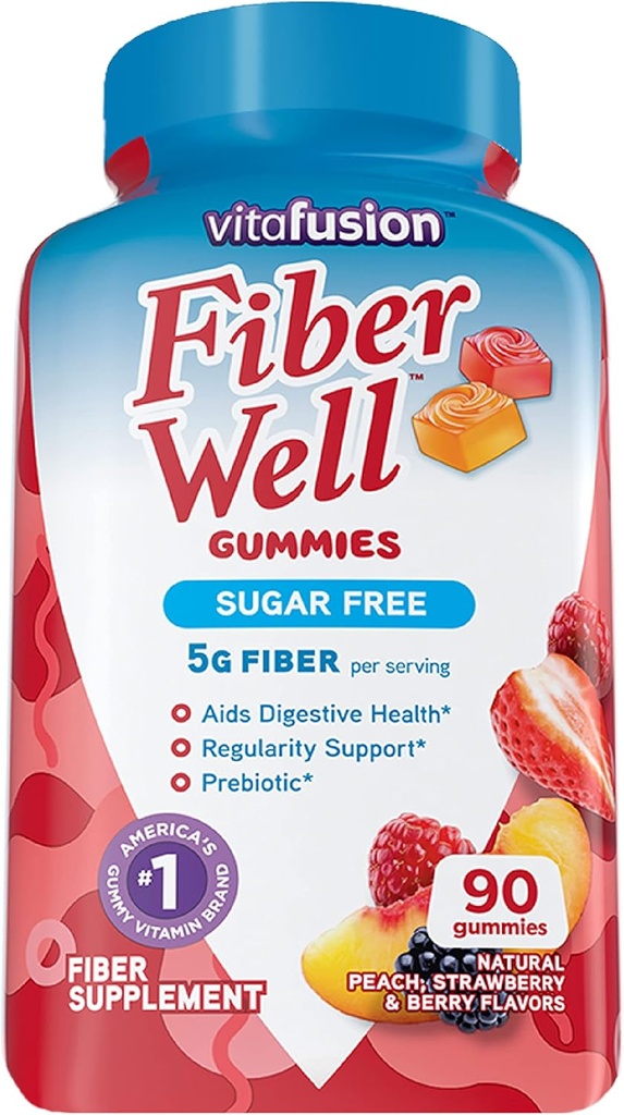 Vitafusion Fiber Well Sugar Free Fiber Supplement, 90 Count B12 Gummy Vitamins, 60 Count 2