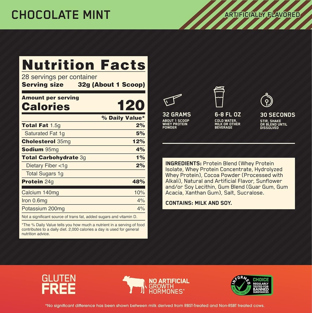 Optimum Nutrition Gold Standard 100% Whey Protein Powder, Chocolate Peanut Butter, 2 Pound (Packaging May Vary) 4