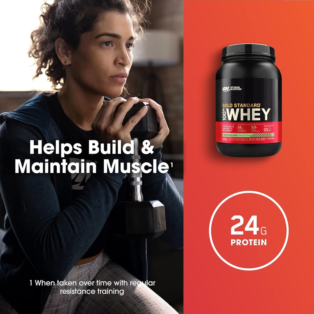 Optimum Nutrition Gold Standard 100% Whey Protein Powder, Chocolate Peanut Butter, 2 Pound (Packaging May Vary) 5