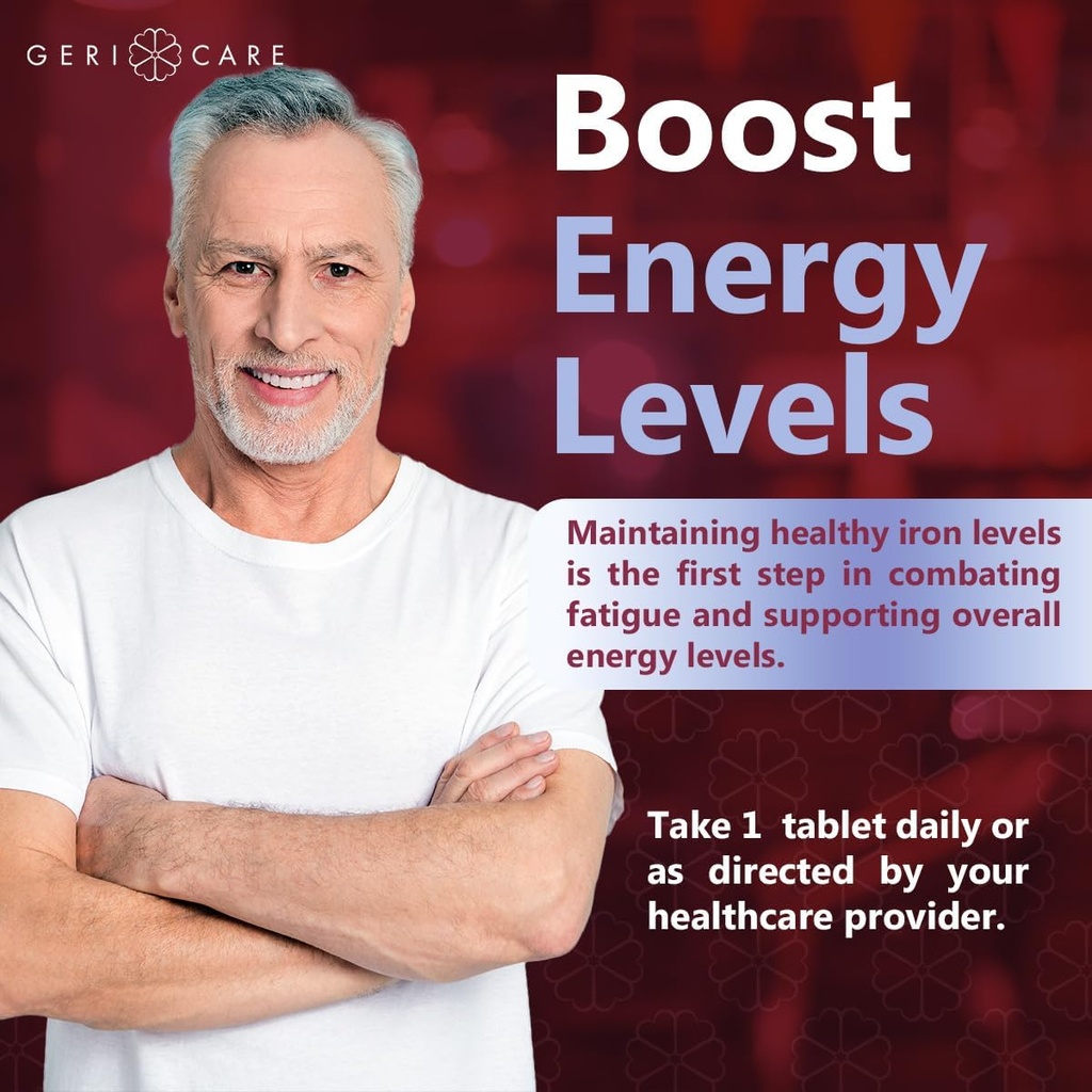 GeriCare Ferrous Sulfate Tablets 325mg, Elemental Iron 65 mg High Potency Iron Supplement | No Artificial Color Additives Dietary Supplement 1000 Count. (Pack of 1) 6