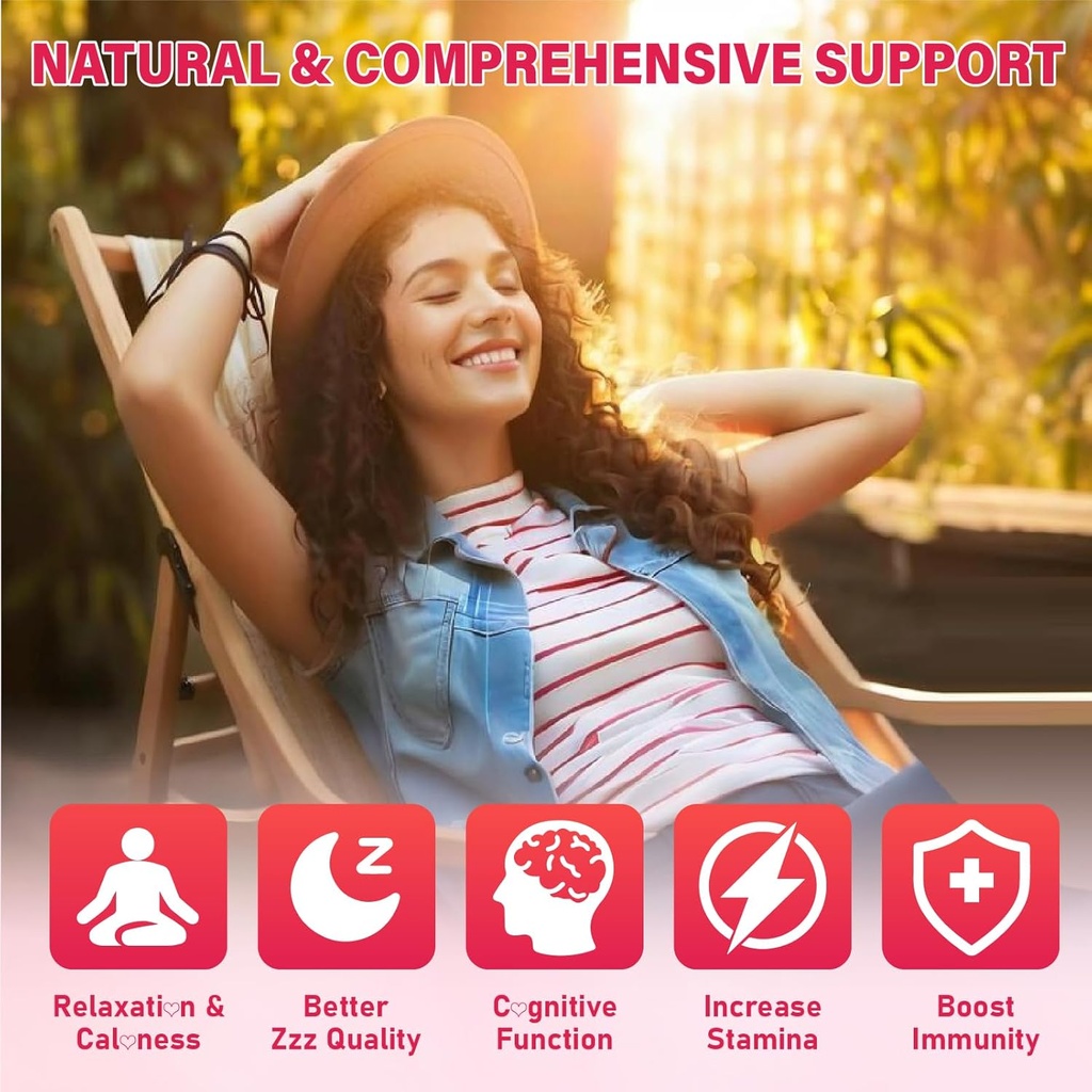 Ashwagandha Gummies 2500mg for Women & Men: Ashwagandha Supplement Gummy Extra Strength with Turmeric, Vitamin D3, L-Theanine, Magnesium - Filled Gummies, Strawberry Flavor, Vegan, Non-GMO 5