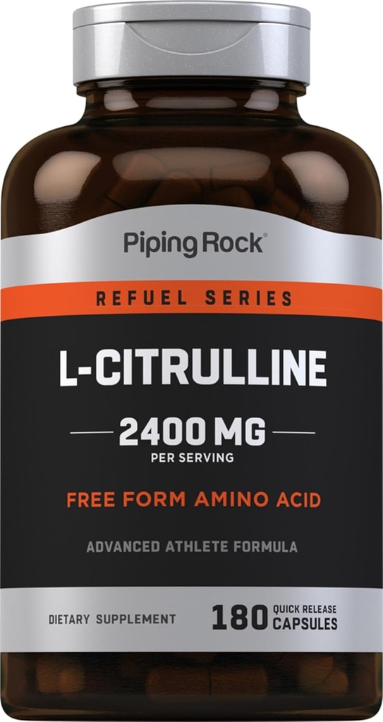 Piping Rock L Citrulline Supplement for Men and Women | 2400mg | 180 Capsules | Free Form Amino Acid | Non-GMO, Gluten Free 2