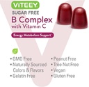 VITEEY Vitamin B Complex Gummies with Vitamin C, Sugar Free - Energy, Metabolism & Nerve Health - B6, B12, Folic Acid, Biotin - Vegan, Gelatin Free, GMO Free - Tasty Chewable Strawberry Flavored Gummy 6