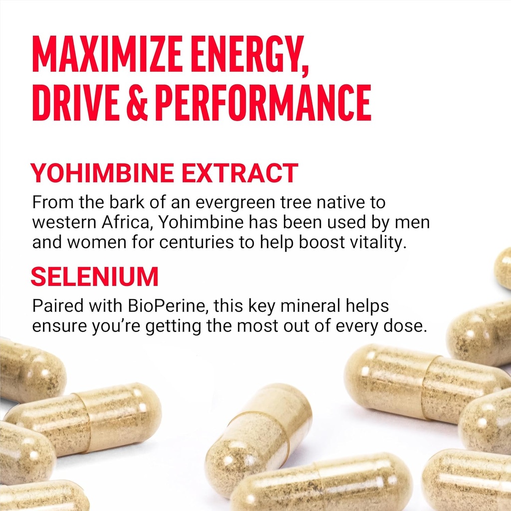 Force Factor Yohimbine Supplement for Men, Yohimbe Bark Extract with Superior Absorption to Enhance Performance, 6mg Yohimbine Bark Pills with Key Natural Ingredients, 90 Capsules (3-Pack) 4