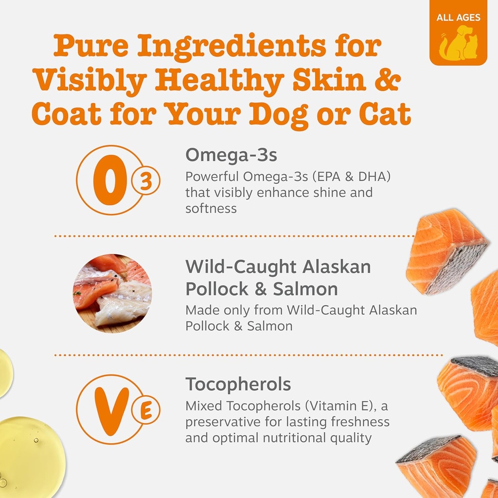 Zesty Paws Wild Alaskan Omega-3 Blend Pollock + Salmon Oil for Dogs and Cats- Skin and Coat Support, Omega 3 Supplement for Pets, 8.5oz 4