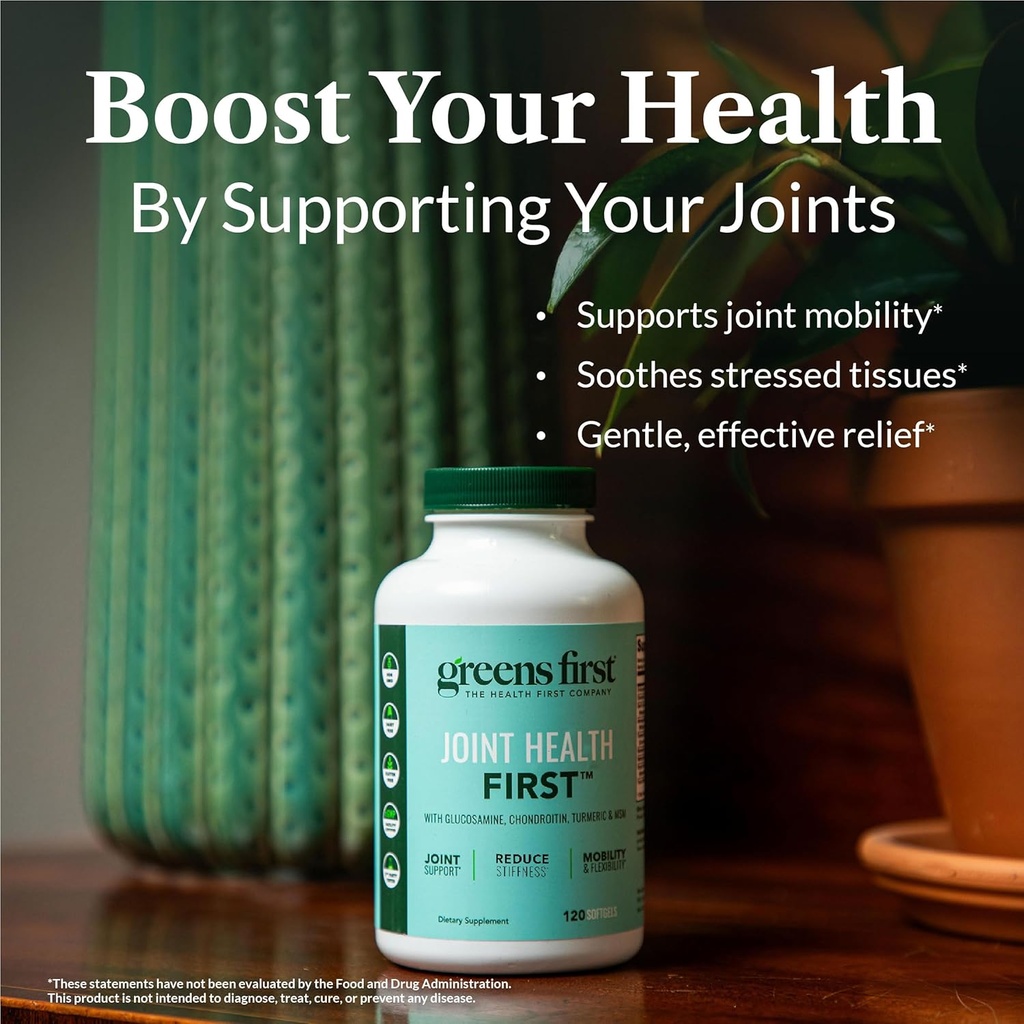 Greens First Joint Health First - Natural Joint Support Supplement with MSM, Turmeric, Ashwagandha, & Ginger - for Joint Support - Non-GMO/Dairy-Free/Gluten-Free (120 Softgels) 4