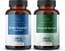 HERBAMAMA Brain Support & Broccoli Sprout Kit - Bundle of 1400 mg Brain Support Complex &1000 mg Broccoli Sprout Capsules - Vegan, Non-GMO, Gelatin-Free - 2 Pack 2