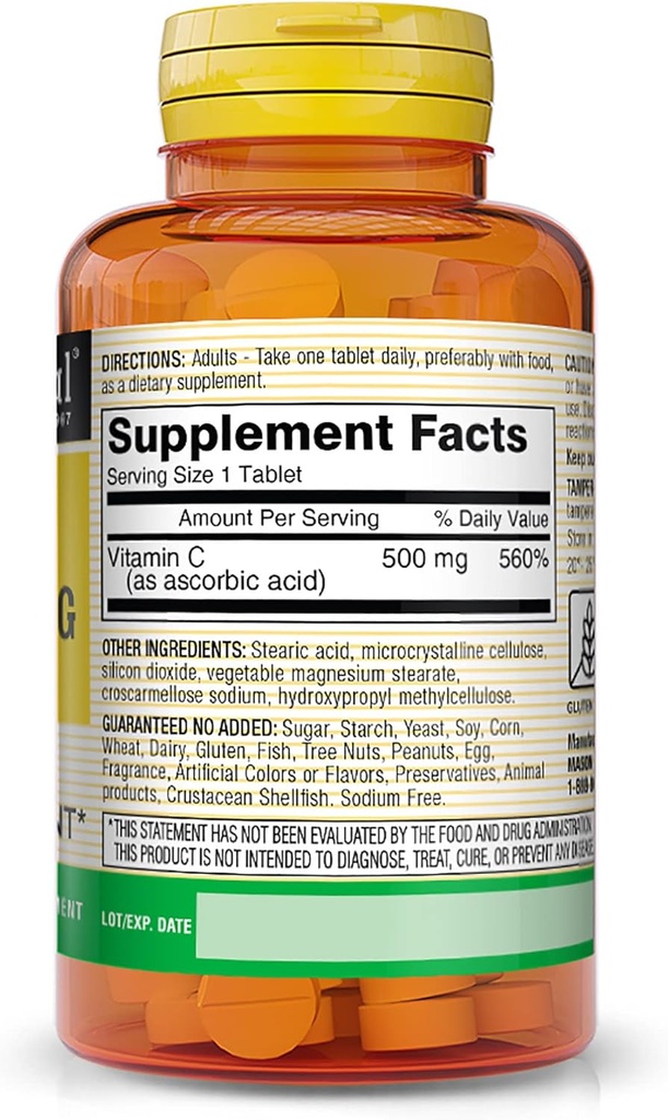 MASON NATURAL Vitamin C 500 mg - Supports Healthy Immune System, Antioxidant and Essential Nutrient, 100 Tablets (Pack of 2) 3