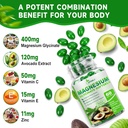 Magnesium Glycinate 400mg, High Absorption Magnesium Supplements Softgels with Vitamin E, B6, Zinc for Sleep, Calm, Muscle Relaxation & Bone Health, Gluten-Free, Non-GMO, 60 softgels 4