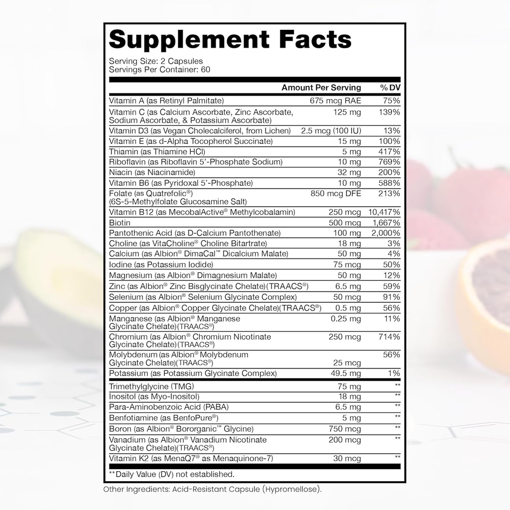 Pure Therapro Rx Methylated Multivitamin for Men and Women | Methyl Multi Without Iron + Methyl B12 & Methylfolate | Pharma Grade | 120 Capsules, 2-Month Supply 4