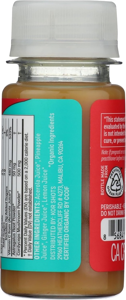 Kor Shot Acerola Ginger and Cordyceps Shot - 1.7 Fl Oz - Immune Plus - Immune System Booster - 533% DV Vitamin C - USDA Certified Organic - Dietary Supplement 3