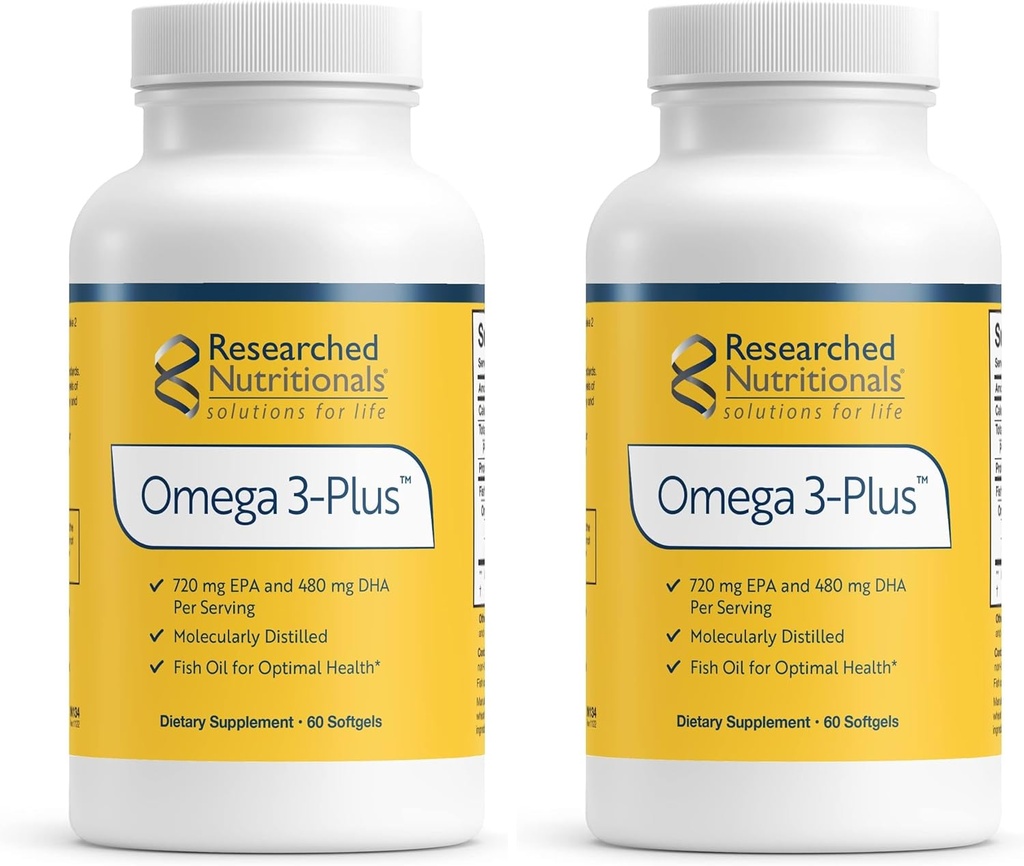 Researched Nutritionals Omega-3 Plus Fish Oil - EPA DHA Omega 3 Supplement to Support Cardiovascular & Brain Health - Molecularly Distilled for Purity & Safety (60 Softgels) 6