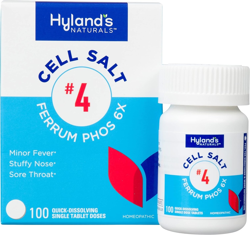 Hyland's No. 4 Cell Salt Ferrum Phos 6X Tablets, Decongestant and Sinus Relief, Inflammation Supplement, Natural Relief of Cold and Fever Symptoms, Quick Dissolving Tablets, 100 Count 2
