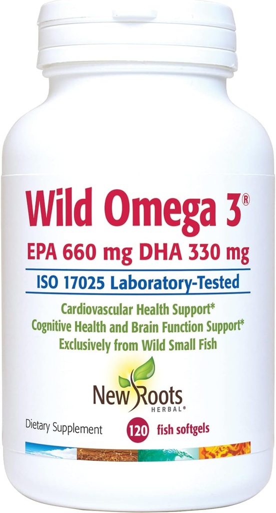 NEW ROOTS HERBAL Wild Omega-3 Fish Oil Supplement 900mg + EPA 600mg DHA 330 mg, Highest Concentration + Vitamin E (120 Softgels) 2