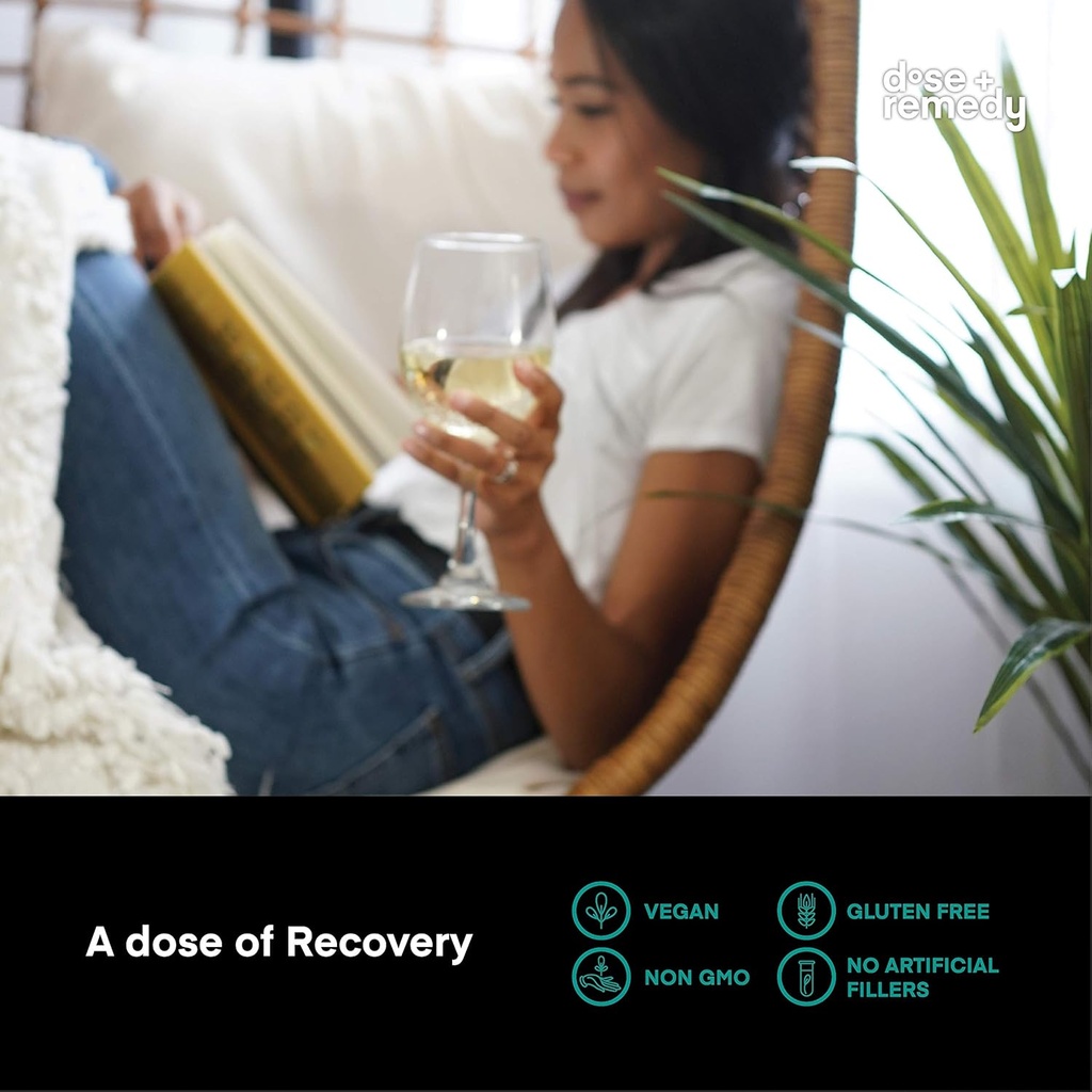 A dose of Recovery|Liver Detox | Made in USA | USDA | Hydration Support for Better Morning Recovery Asian Flush | Dihydromyricetin DHM, Quercetin, Vitamin B, Milk Thistle, Prickly Pear, | (45 Pills) 5