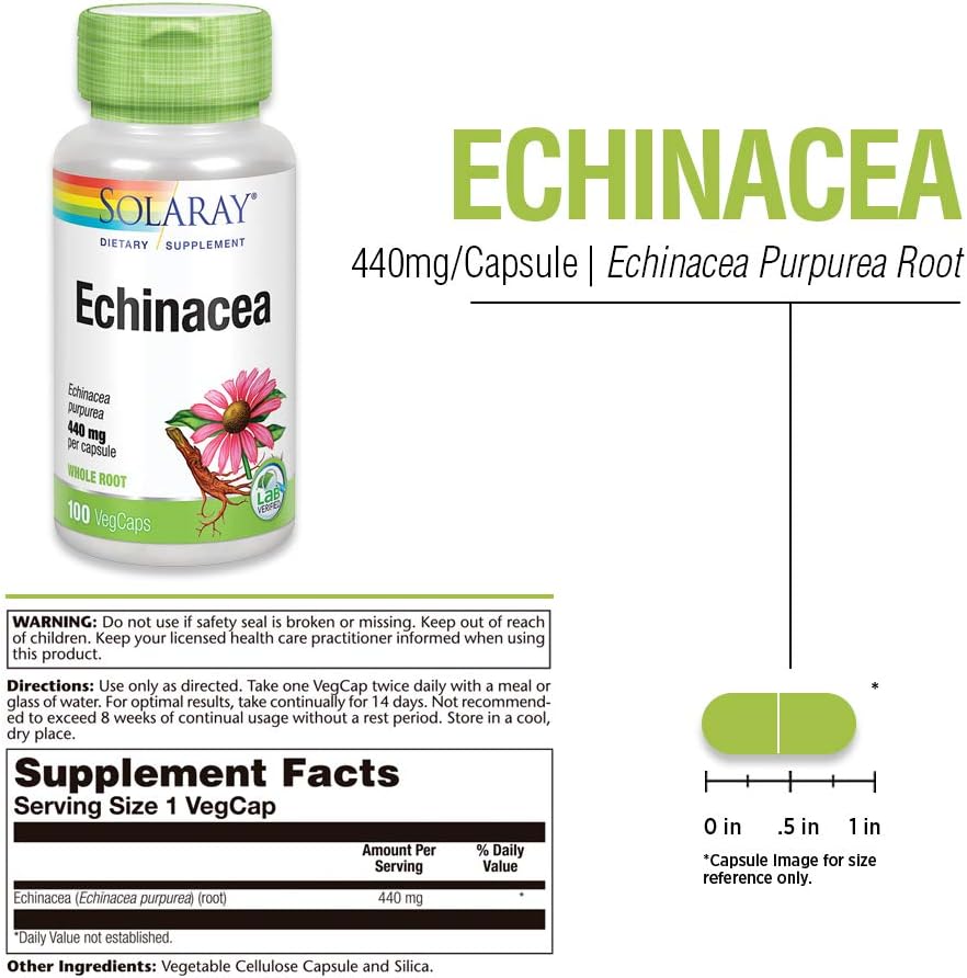 SOLARAY Echinacea Purpurea Root 440 mg | Healthy Immune & Respiratory Function Support | 100 VegCaps 4