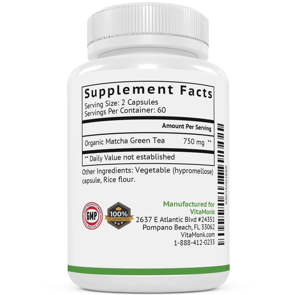 VitaMonk MatchaMax Matcha Capsules & L-Theanine 400mg - Boost Energy and Enhance Focus Bundle 6