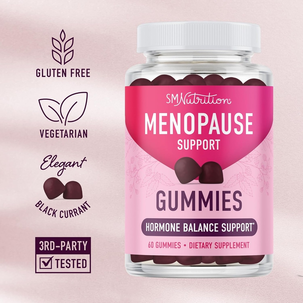 Menopause Support Gummies | Hormone Balance Relief for Hot Flashes, Night Sweats, Mood Swings, & Bloating | with Phytoestrogen Soy, Vitamin D3, PABA, Biotin | Vegetarian, Gluten-Free | 60 Count 6