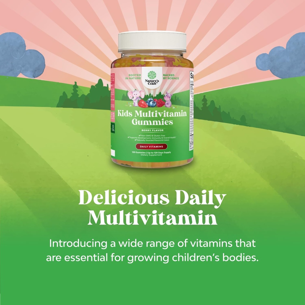 USDA Organic Kids Multivitamin Gummies - Multivitamin for Kids Immune Support with Vitamins A, C, D3, E, B6 & B12, Zinc & Iodine - Children's Vitamins Chewable Formula for Strong Health - 60 Count 5