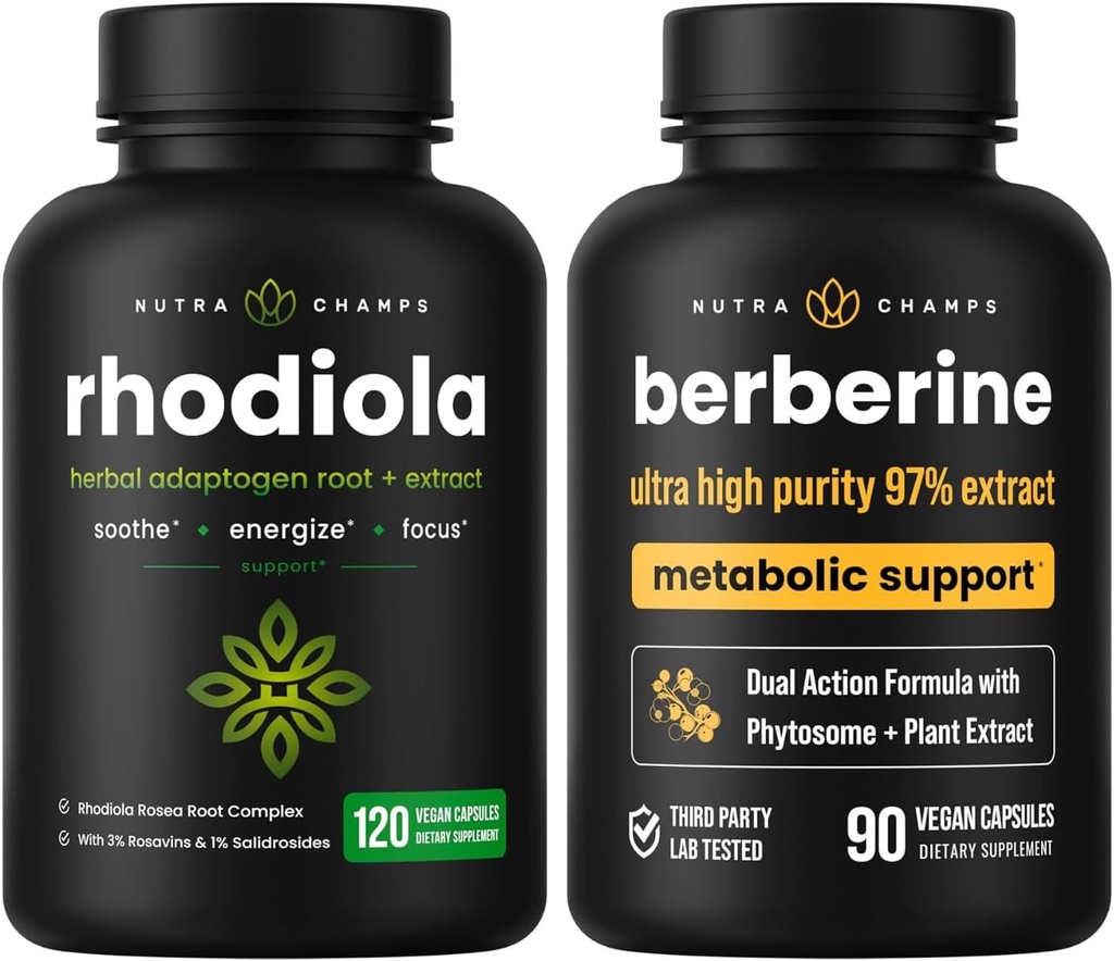 NutraChamps Complete Stress & Metabolic Balance: Rhodiola & Berberine Duo 2