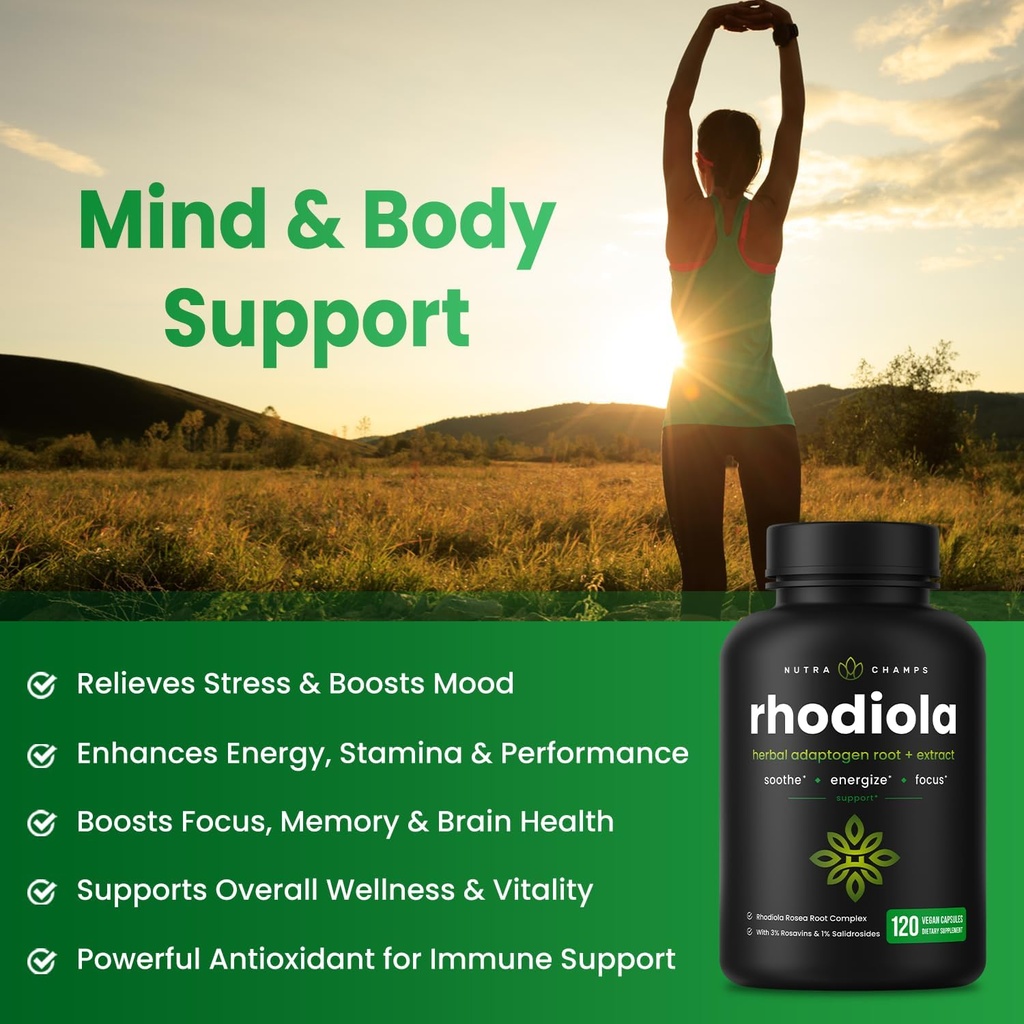 NutraChamps Complete Stress & Metabolic Balance: Rhodiola & Berberine Duo 3
