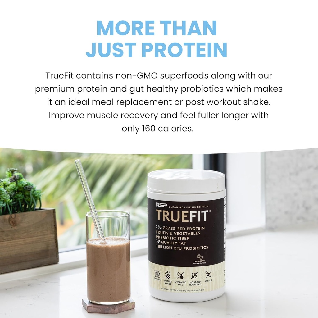 TrueFit Gut Healthy Protein Powder, Grass-Fed Whey Meal Replacement Shake with Prebiotics, Probiotics, & Organic Superfoods, Keto Friendly, Gluten Free (Packaging May Vary) 6