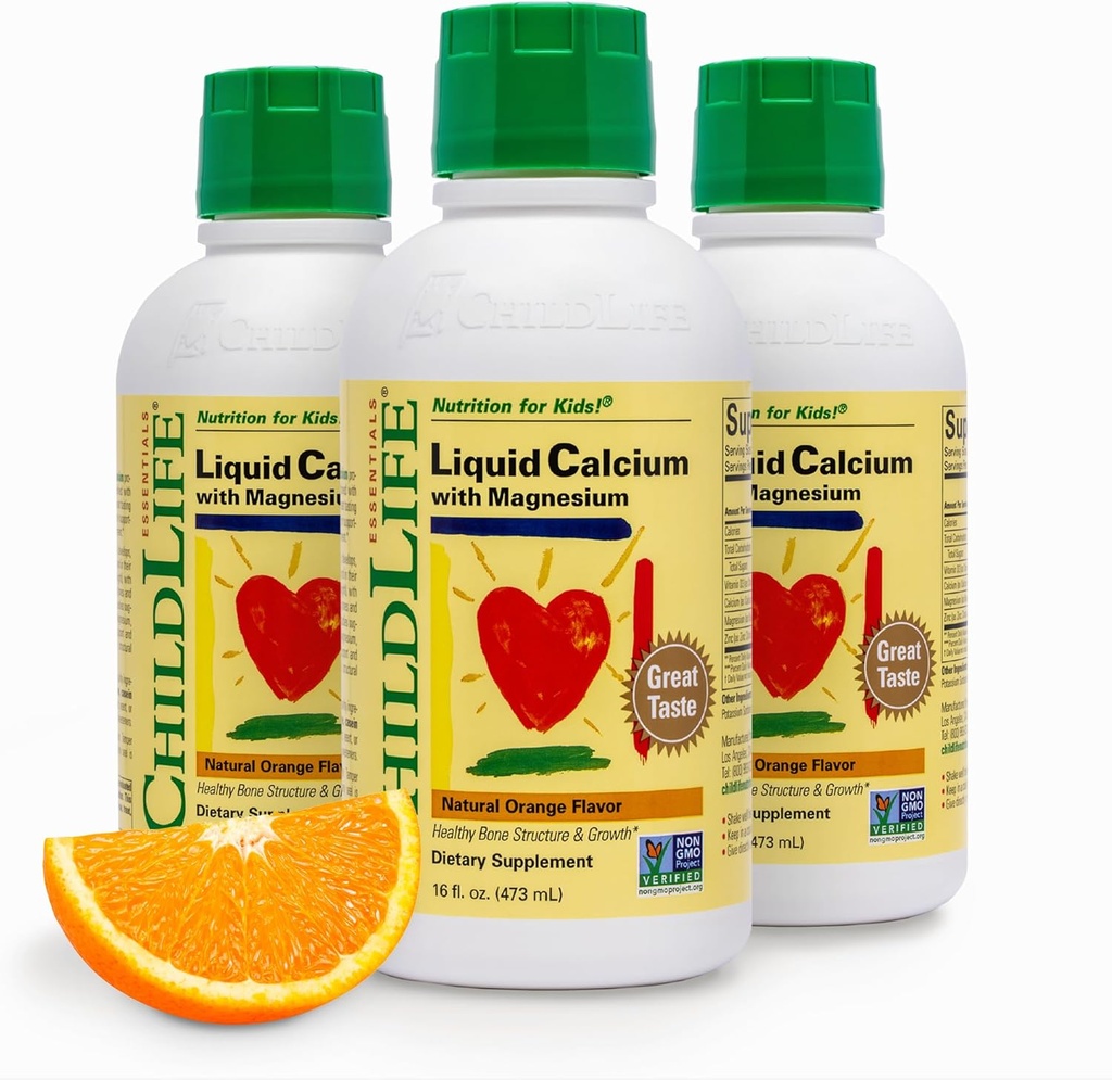 ChildLife Essentials Liquid Calcium Supplement for Kids - Baby Calcium with Magnesium, Zinc, and Vitamin D3 - Orange Flavor, 16 fl oz (3 Pack) 2