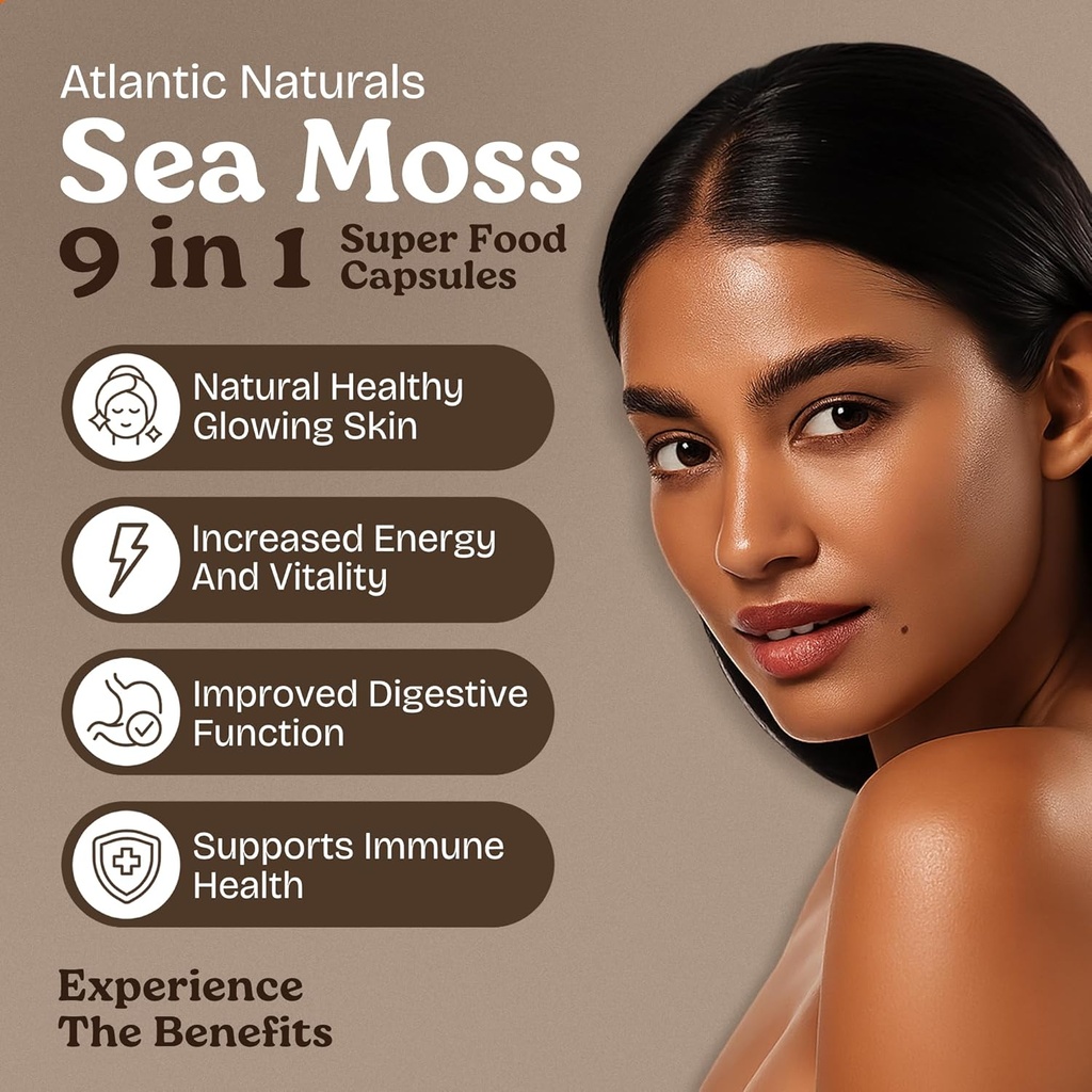 Atlantic Naturals Sea Moss Capsules – Irish Sea Moss with Black Seed Oil, Ashwagandha, Moringa, Ginseng & Ginger for Energy, Vitality & Wellness – Nutritional Supplement – Made in USA – 60 Capsules 3
