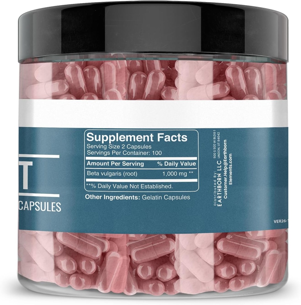 Earthborn Elements Beet Root 200 Capsules, Pure & Undiluted, No Additives 3