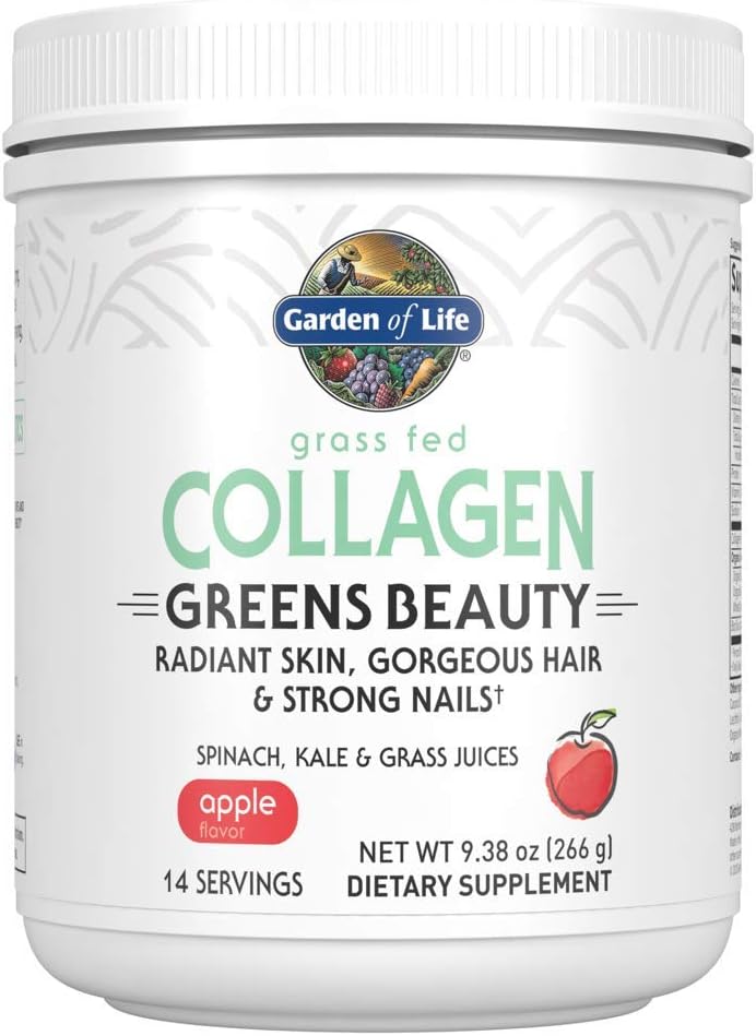 Garden of Life Grass Fed Collagen Greens Beauty Powder - Apple, 14 Servings, for Women Skin Hair Nails Joints, Collagen Peptides Powder + Protein + Greens Supplement 2