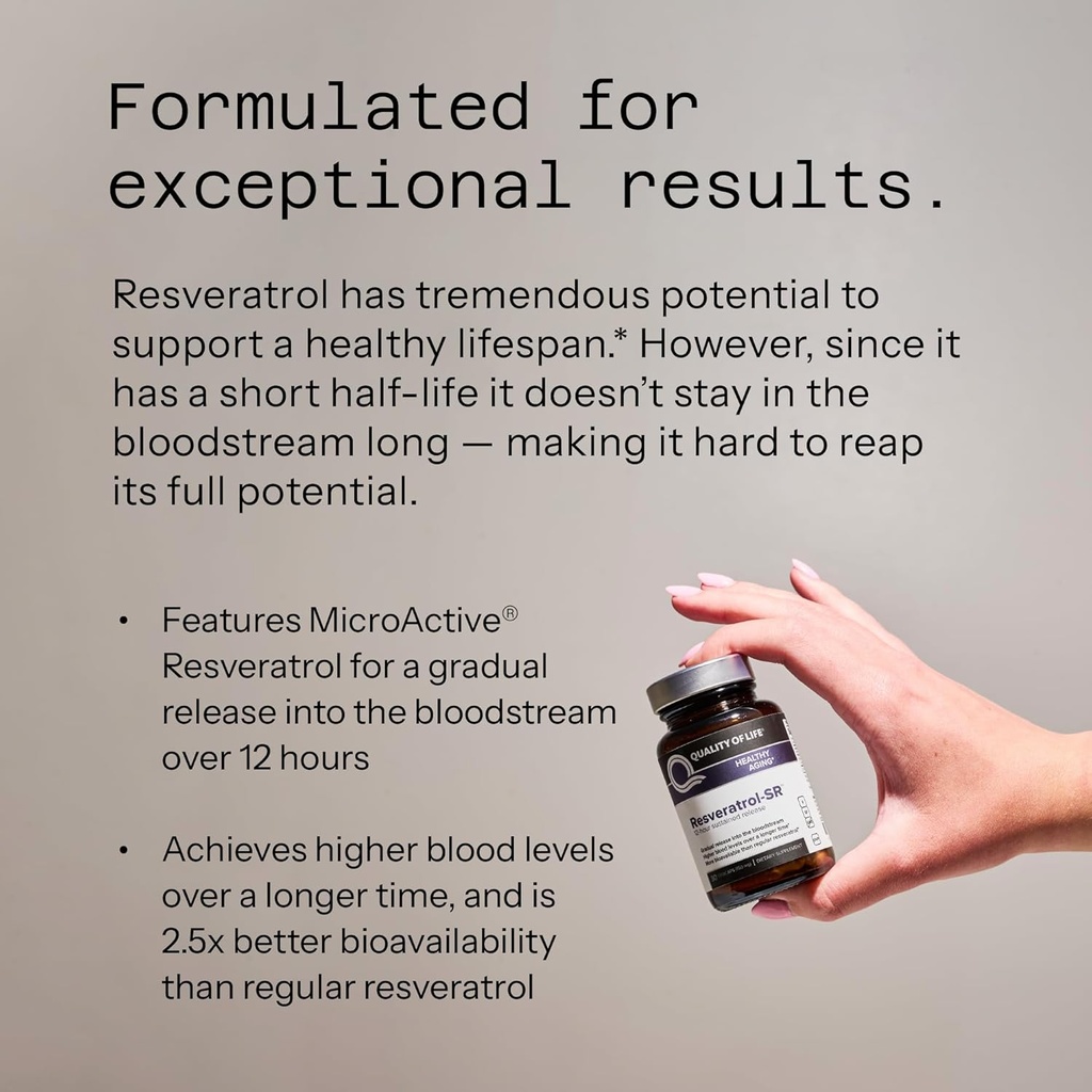 Quality of Life Resveratrol SR - Powerful Anti Aging All Natural Formula - 30 Vegicaps 4