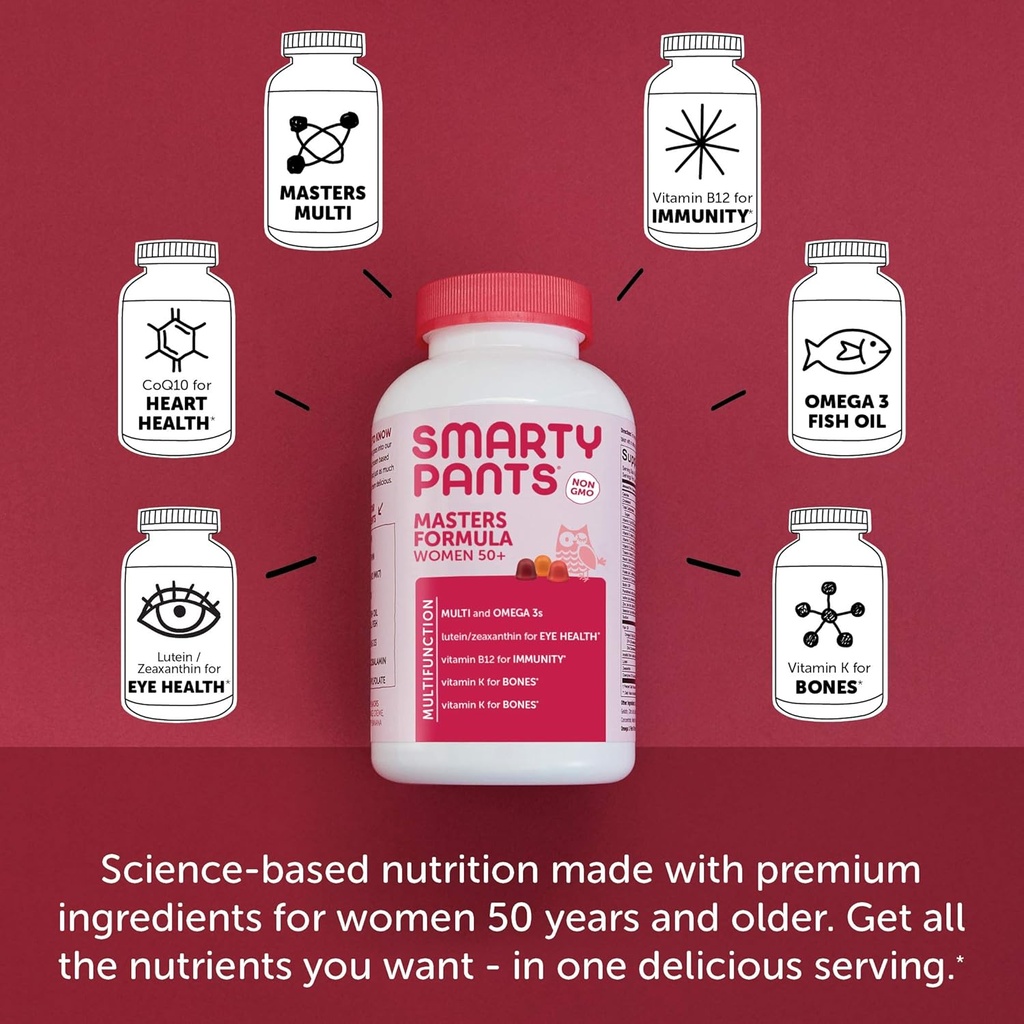 SmartyPants Gummy Multivitamin for Women 50 and Over: Omega 3 Fish Oil (EPA/DHA), Methylfolate & Teen Girl Multivitamin Gummies: Omega 3 Fish Oil (EPA/DHA), Vitamin D3, C, Vitamin B12 5