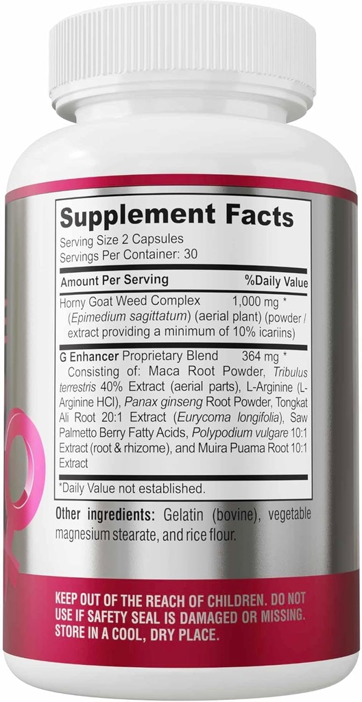 Female Libido Formula, Advanced Virility Supplement for Women with Epimedium Horny Goat Weed, Maca, Tribulus, Ginseng for Desire, Energy, Non-GMO, 60 Capsules 6