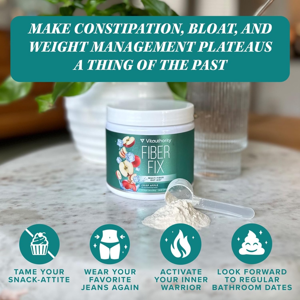 Prebiotic Fiber Powder Supplement | Healthy Gut Cleanse Detox for Women and Digestive Health Regularity, Satiety & Bloating Relief | Colon Cleanser Powder Apple Flavored, 30 Servings 5