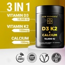 Vitamin D3 K2 Gummies 10000 IU with Calcium 100mg - VIT D3 for Adults - Mk7 Vitamin K2 100mcg - Vitamin D Supplement for Men & Women - Vegan Gluten Free Non-GMO 6
