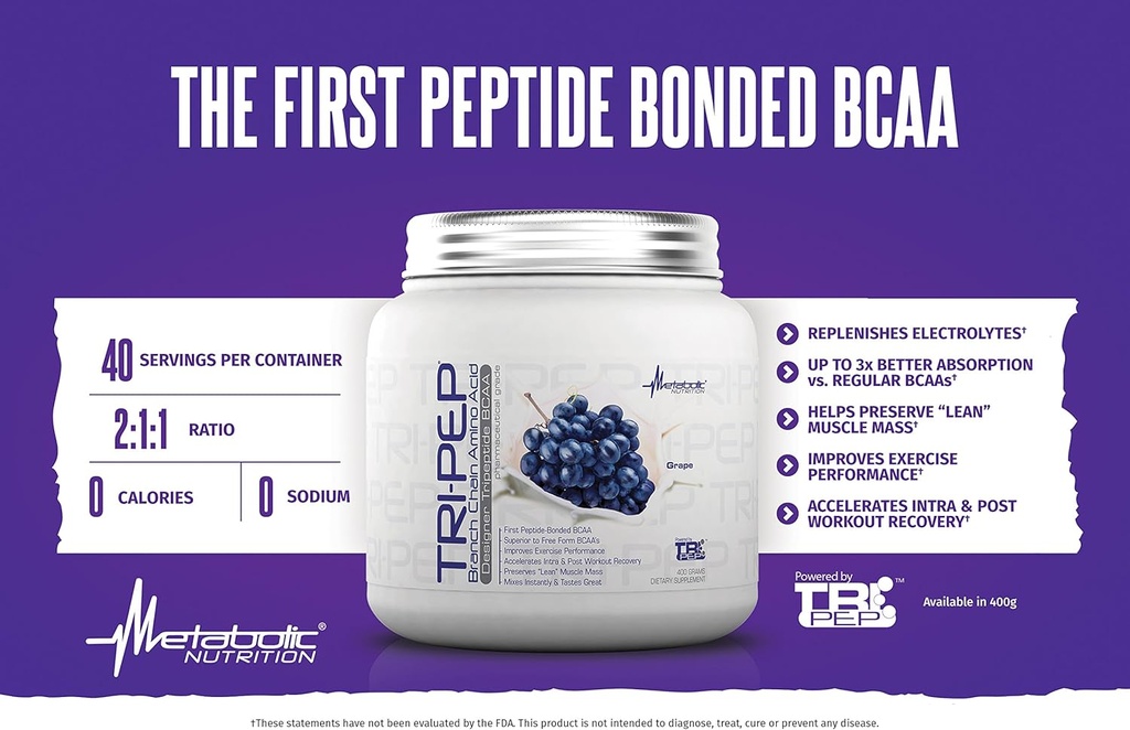 Metabolic Nutrition | TRIPEP - Tri-Peptide Branch Chain Amino Acid, BCAA Powder, Pre Intra Post Workout Supplement | Watermelon, 400 Grams (40 Servings) 4
