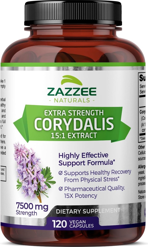 Zazzee Extra Strength Corydalis 15:1 Extract, 7500 mg Strength, 120 Vegan Capsules, Concentrated and Standardized 15X Extract, 100% Vegetarian, Premium Grade, Conolidine, All-Natural and Non-GMO 2