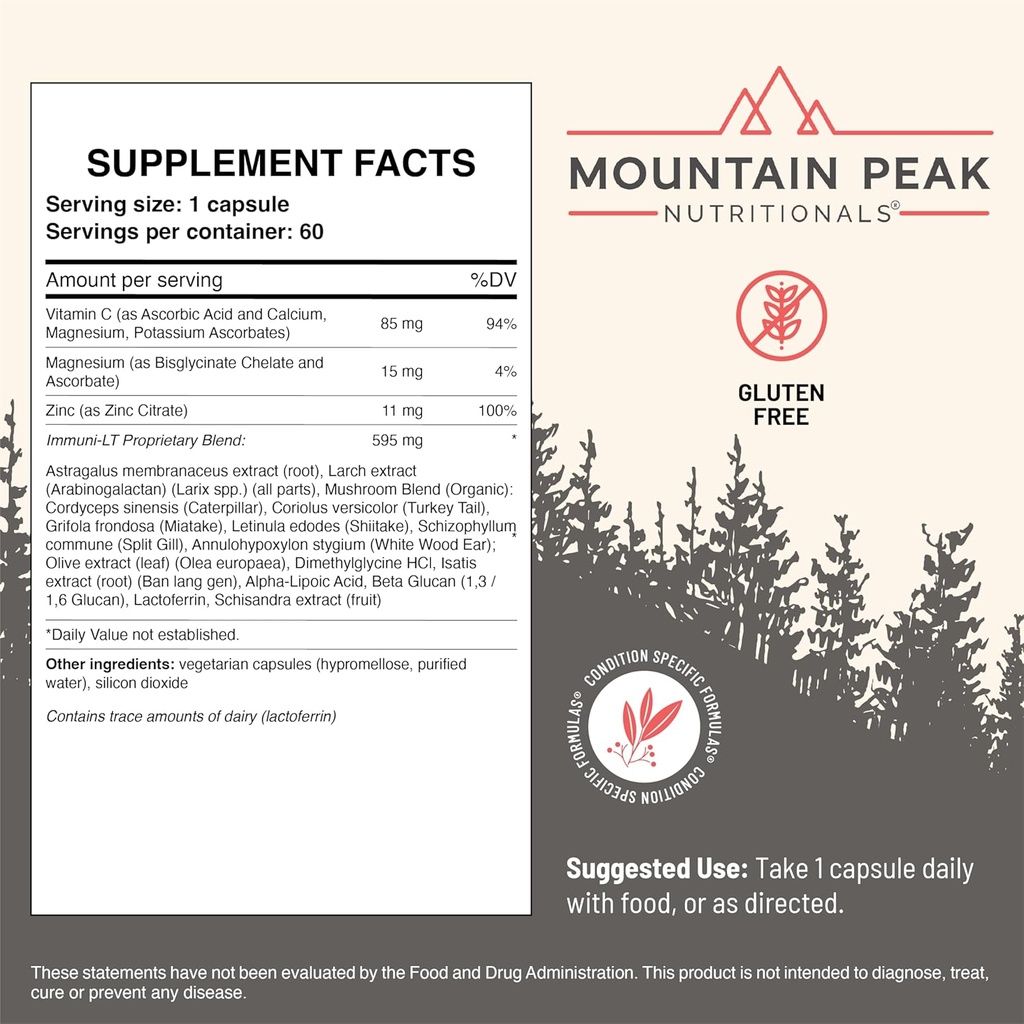 Mountain Peak Nutritionals Immuni-LT - Immune System & Whole Body Support Supplement - Power Packed Immune Booster, Dynamic Immune Defense with Essential Vitamins & Minerals (60 Vegetarian Capsules) 4