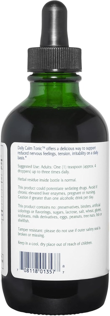 Vitanica Daily Calm Tonic - Liquid Supplement for Brain Health - Support from Lemon Balm, Kava Kava & Passionflower - Vegan Supplement for Tension & Irritability - Pro Logo - 4 Fl Oz 4