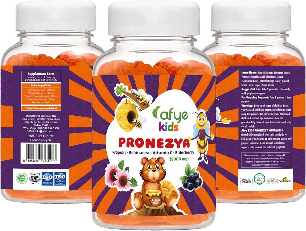 kids PRONEZYA Immune System Booster Gummies with Animal Shaped - Immune System Support Vitamins Supplement for Adults & Kids Propolis, Echinacea, Vitamin C, Elderberry, 5000mg-30 count(Pack of 1) 3