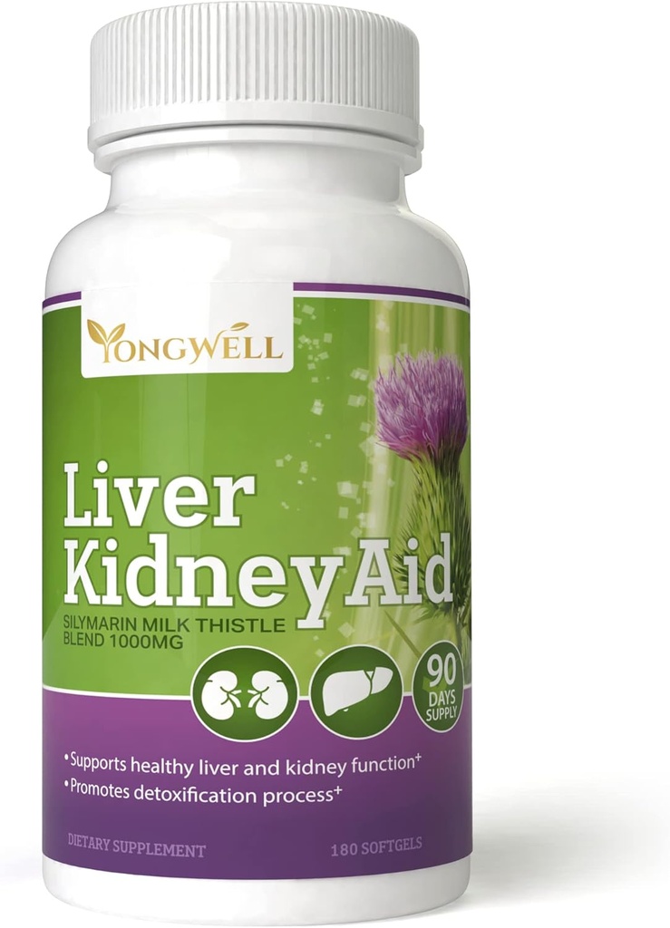 Liver Kidney Aid, Herbal Based Ingredients Supports Liver and Kidney Health, 90 Days Supply (180 Softgels) 2