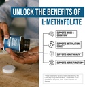 L Methyl Folate 1000 mcg Plus Methyl B12 Cofactor – Active 5-MTHF Form - Supports Mood, Methylation, Cognition – Highly Bioavailable Bioactive Forms of Vitamin B9 & B12 (60 Capsules – 60 Servings) 5