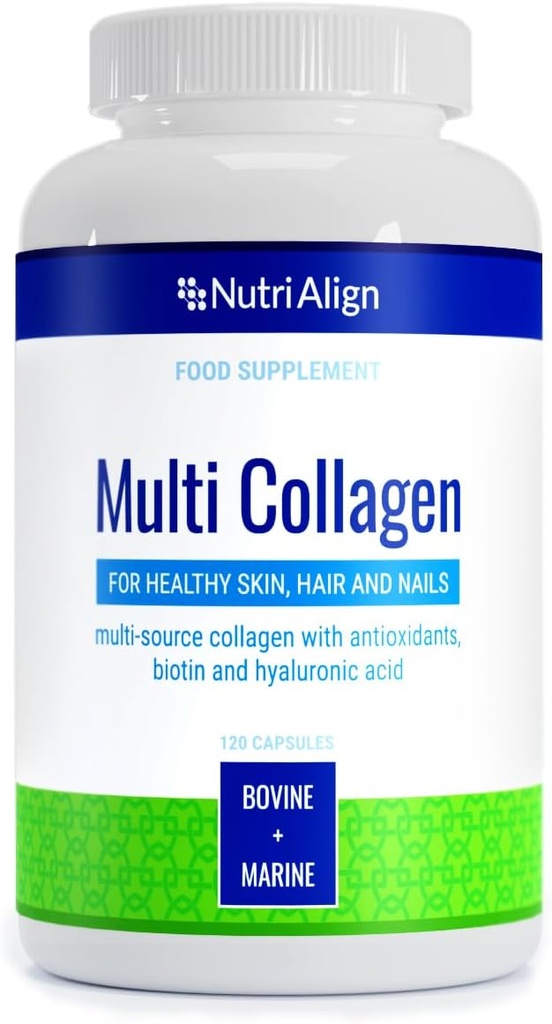 Nutri-Align Multi Collagen | 120 Collagen Peptides Capsules - 600mg Bovine Collagen & 400mg Marine Collagen per Serving | Collagen for Women Hair, Skin & Nails with Vitamins & Amino Acids | Sugar Free 2