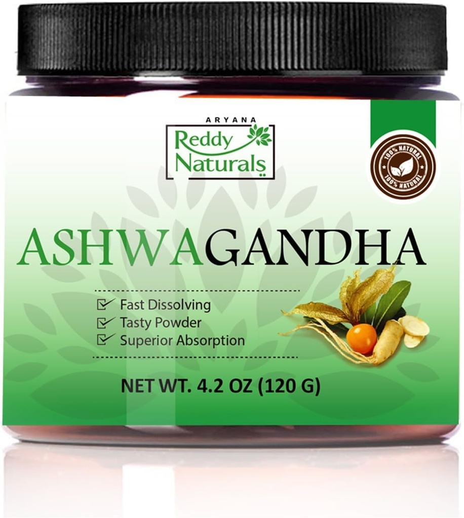 Reddy Naturals Aryana Pure Organic Ashwagandha Powder - High-Potency Root Extract with 10% Withanolides - Natural Orange Flavor for Stress & Energy Support - 4.2 OZ (120g) 2