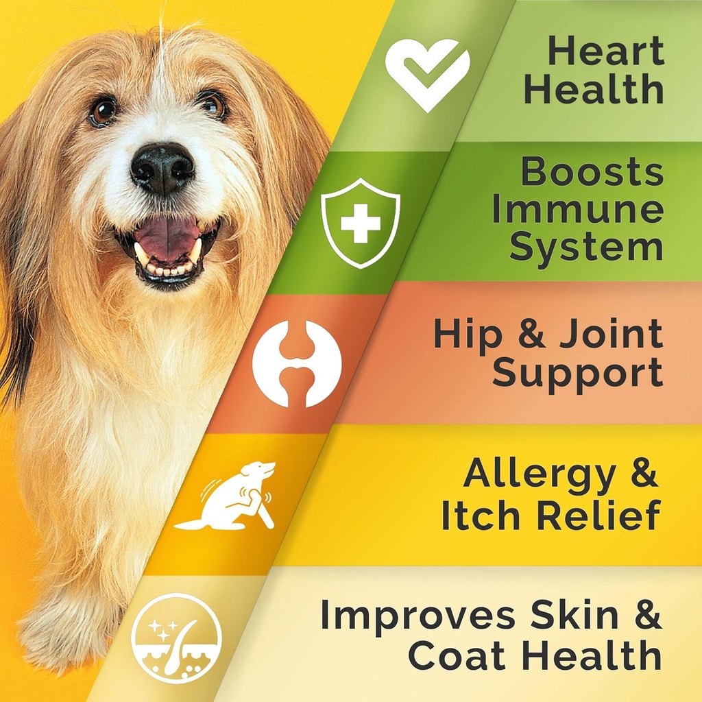 PAWFECTCHEW Fish Oil Omega 3 for Dogs - Allergy Relief - Joint Health - Itch Relief, Shedding - Skin and Coat Supplement - Alaskan Salmon Oil Chews - Omega 3 6 9 - EPA & DHA Fatty Acids 3