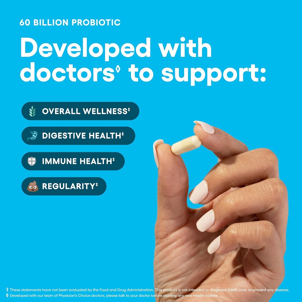 Physician's CHOICE Probiotics 60 Billion CFU - 10 Strains + Organic Prebiotics - Immune, Digestive & Gut Health - Supports Occasional Constipation, Diarrhea, Gas & Bloating - for Women & Men - 84ct 4